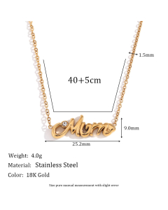 Temperament MAMA Inlaid Diamond Love Stainless Steel Necklace Necklace