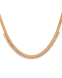 Wholesale Stainless Steel Fine Jewelry Light Luxury French Style Micro-inlaid Stitching Necklace 