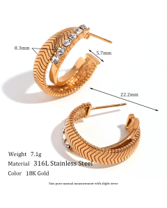 Fine Jewelry Light Luxury French Style Micro-inlaid Stitching Earrings