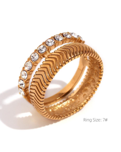 Light Luxury French Style Micro-inlaid Stainless Steel Ring 
