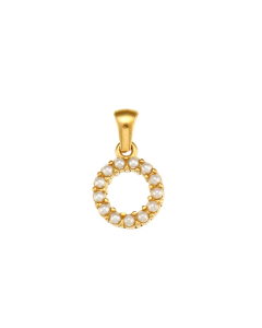 Wholesale Accessories Fashion Niche Simple Zircons Letter Stainless Steel Plated 18K Gold Micro-inset Pearl Letters Pendant-01-O