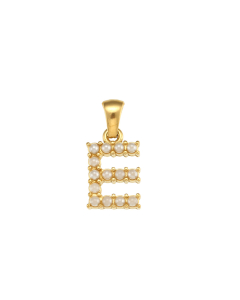 Wholesale Accessories Fashion Niche Simple Zircons Letter Stainless Steel Plated 18K Gold Micro-inset Pearl Letters Pendant-01-E