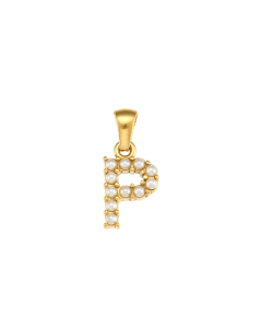 Wholesale Accessories Fashion Niche Simple Zircons Letter Stainless Steel Plated 18K Gold Micro-inset Pearl Letters Pendant-01-P