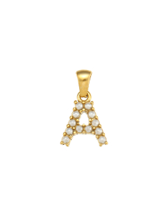 Wholesale Accessories Fashion Niche Simple Zircons Letter Stainless Steel Plated 18K Gold Micro-inset Pearl Letters Pendant-01-A