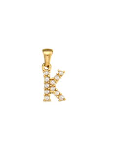 Wholesale Accessories Fashion Niche Simple Zircons Letter Stainless Steel Plated 18K Gold Micro-inset Pearl Letters Pendant-01-K