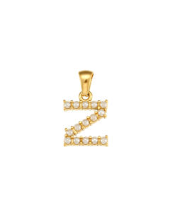 Wholesale Accessories Fashion Niche Simple Zircons Letter Stainless Steel Plated 18K Gold Micro-inset Pearl Letters Pendant-01-Z