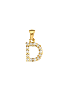 Wholesale Accessories Fashion Niche Simple Zircons Letter Stainless Steel Plated 18K Gold Micro-inset Pearl Letters Pendant-01-D