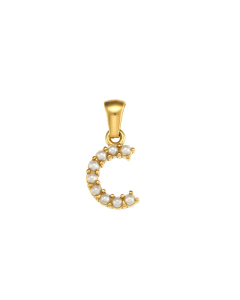 Wholesale Accessories Fashion Niche Simple Zircons Letter Stainless Steel Plated 18K Gold Micro-inset Pearl Letters Pendant-01-C