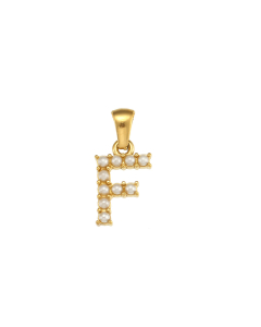 Wholesale Accessories Fashion Niche Simple Zircons Letter Stainless Steel Plated 18K Gold Micro-inset Pearl Letters Pendant-01-F