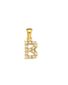 Wholesale Accessories Fashion Niche Simple Zircons Letter Stainless Steel Plated 18K Gold Micro-inset Pearl Letters Pendant-01-B