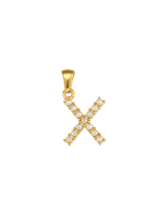 Wholesale Accessories Fashion Niche Simple Zircons Letter Stainless Steel Plated 18K Gold Micro-inset Pearl Letters Pendant-01-X