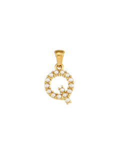 Wholesale Accessories Fashion Niche Simple Zircons Letter Stainless Steel Plated 18K Gold Micro-inset Pearl Letters Pendant-01-Q