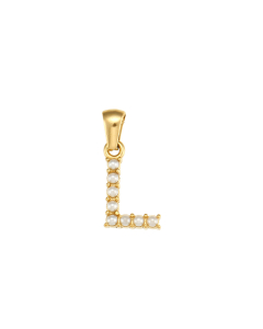 Wholesale Accessories Fashion Niche Simple Zircons Letter Stainless Steel Plated 18K Gold Micro-inset Pearl Letters Pendant-01-L