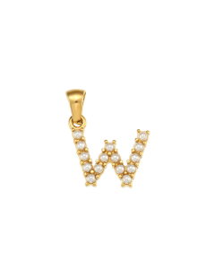 Wholesale Accessories Fashion Niche Simple Zircons Letter Stainless Steel Plated 18K Gold Micro-inset Pearl Letters Pendant-01-W