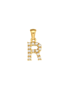 Wholesale Accessories Fashion Niche Simple Zircons Letter Stainless Steel Plated 18K Gold Micro-inset Pearl Letters Pendant-01-R