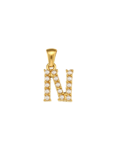 Wholesale Accessories Fashion Niche Simple Zircons Letter Stainless Steel Plated 18K Gold Micro-inset Pearl Letters Pendant-01-N
