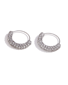 Wholesale Stainless Steel Earrings Micro-pearl White Diamond Hanging Basket Earrings-Steel Color-02