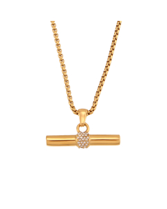 Fashion Niche Personality Plated 18K Micro Inlaid Pendant Stainless Steel Necklace