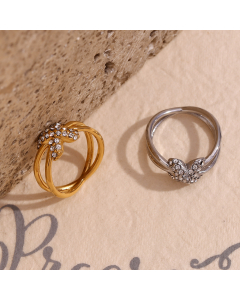 Wholesale Stainless Steel Ring Micro Inlaid X Shape Ring 