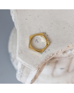 Retro French Minimalism Geometry Pentagram Square Stainless Steel Ring Plated 18K Gold Ring