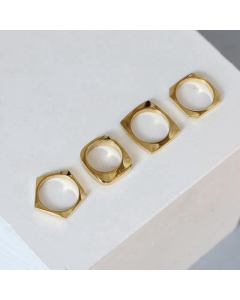 Wholesale Plated 18K Gold Ring Retro French Minimalism Geometry Pentagram Square Stainless Steel Ring
