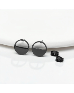 Minimalism Half Circle Stainless Steel Earring Black Side Version CA08810962