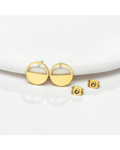 Minimalism Half Circle Stainless Steel Earring Gold Side Version CA08810962