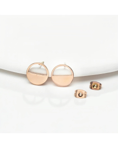 Minimalism Half Circle Stainless Steel Earring Rose Gold Plated CA08810962