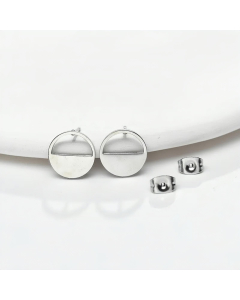 Minimalism Half Circle Stainless Steel Earring Steel Color Studs Earrings CA08810962