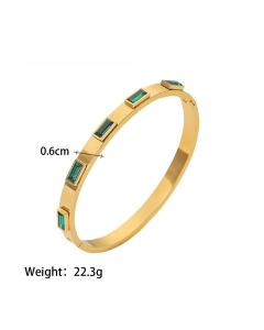 High Quality Minimalism Zircon Inlaid Non-Fading Opening Titanium Steel Bracelet