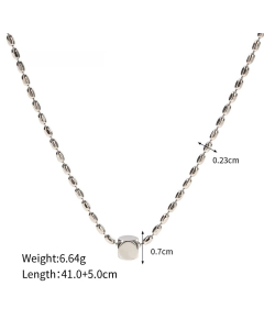 Minimalism Square Titanium Steel Necklace 18K Gold Stainless Steel Square Pendant Necklace Steel Color Necklace