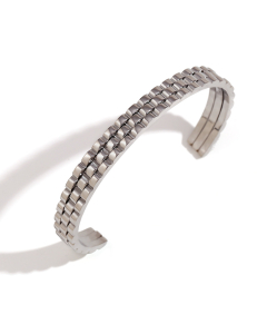 Steel Color 18K Gold Plated Bracelet Stainless Steel Open Bangle 