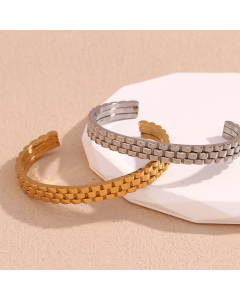 Wholesale Stainless Steel Open Bangle18K Gold Plated Bracelet