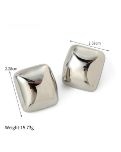 Minimalism Rounded Rectangular Stud Stainless Steel Geometric Earring 