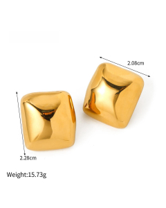 French Style Minimalism Rounded Rectangular Stud Stainless Steel Geometric Earring 
