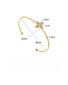 Black Zircon Inlaid Cross Stainless Steel Bangles