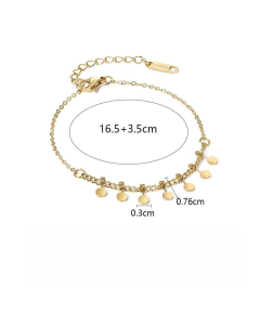 Plated 18K Gold Round Stainless Steel Stacked Bracelet 