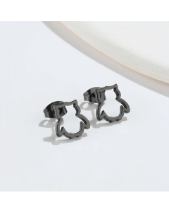 Minimalism Style Owl Titanium Steel Earring Black Plated Earrings CA08810979