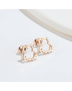 Minimalism Style Owl Titanium Steel Earring Rose Gold Plated Earrings CA08810979