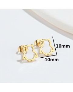 Minimalism Style Owl Titanium Steel Earring Size Version CA08810979