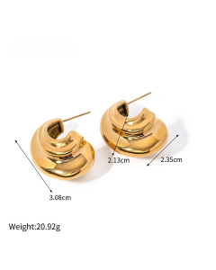 Gold Color 18K Gold Plated C-shaped Earrings Small Size Earrings Stainless Steel Earrings 