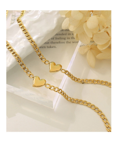Minimalist Stainless Steel Heart Chocker In Gold Color CA7810121