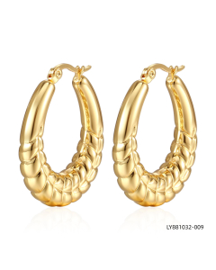 Minimalist solid color stainless steel plated earring-Gold Color-16