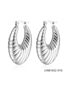 Minimalist solid color stainless steel plated earring-Steel Color-17