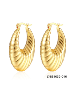Minimalist solid color stainless steel plated earring-Gold Color-17
