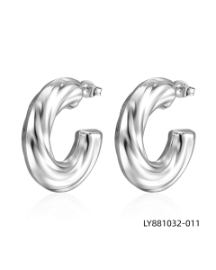 Minimalist solid color stainless steel plated earring-Steel Color-18
