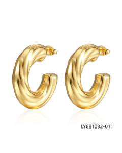 Minimalist solid color stainless steel plated earring-Gold Color-18
