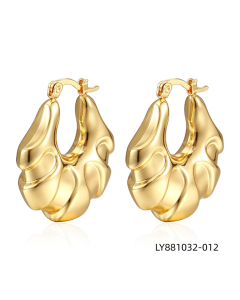 Minimalist solid color stainless steel plated earring-Gold Color-19