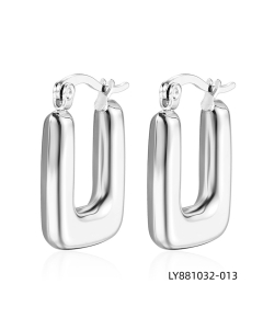 Minimalist solid color stainless steel plated earring-Steel Color-20
