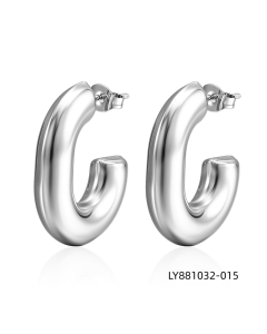 Minimalist solid color stainless steel plated earring-Steel Color-21